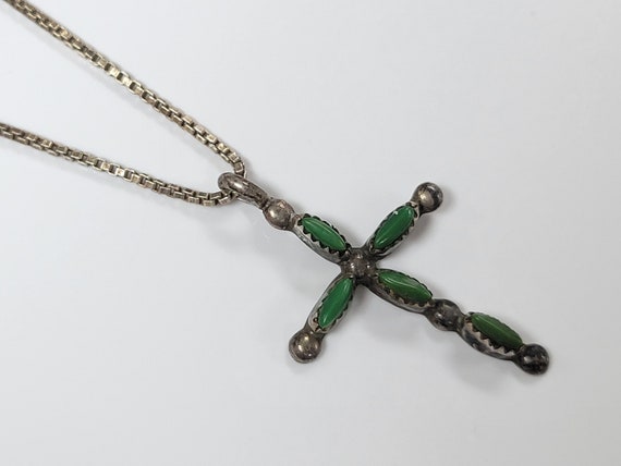 Sterling Silver Needle Point Turquoise Cross Pend… - image 3