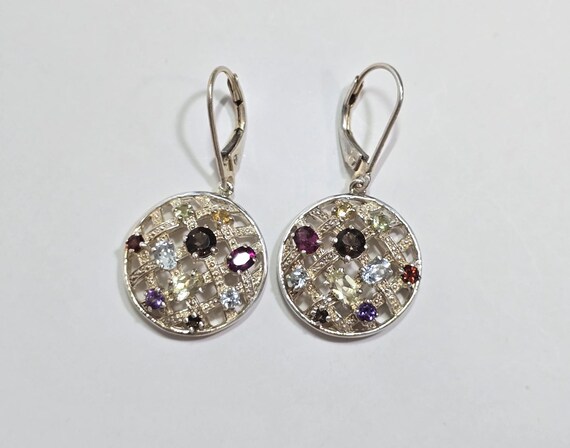 Mi Amore Hologram Dangle-Earrings Multicolor/Silver-Tone  Multicolor Gemstone Dangle Earrings - Silver Tone display picture 1