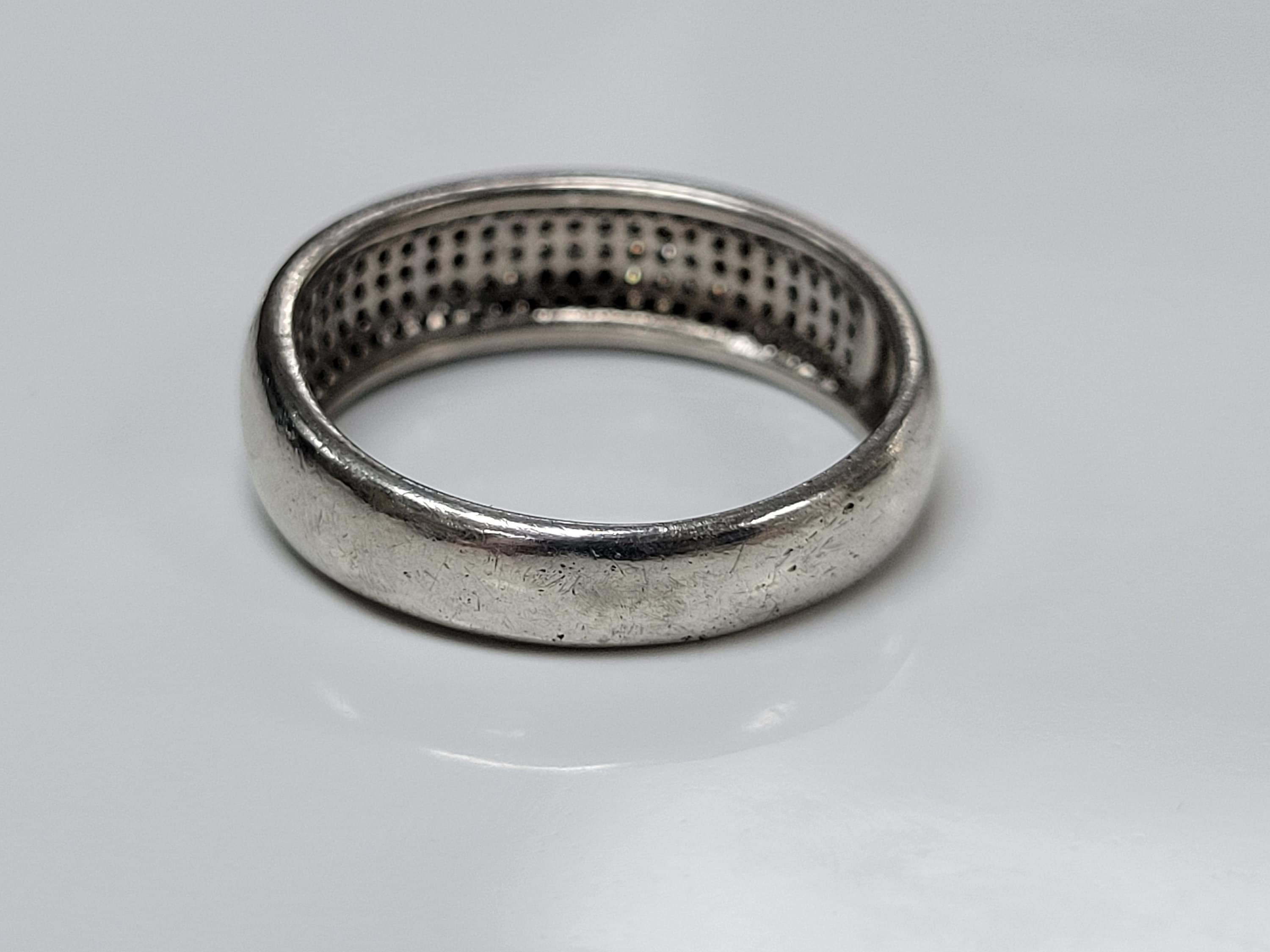 Sterling Silver Pave Clear Cubic Zirconia Band Ring Size 11