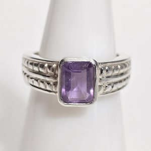 Sterling Silber Amethyst Solitär Ring Größe 7