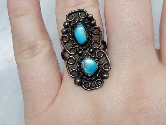 Vintage Sterling Silver Native American Turquoise… - image 4