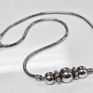 Vintage Sterling Silver Wheat Chain With Ball Accents Bold Necklace size 22 in