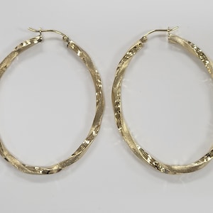 Gold Plating over Sterling Silver Twisted Hoop 2" Earrings