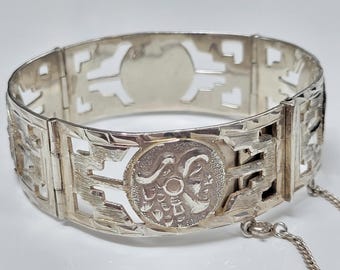 Vintage Joymex Sterling Silver Storyteller Link Aztec Mayan Panel