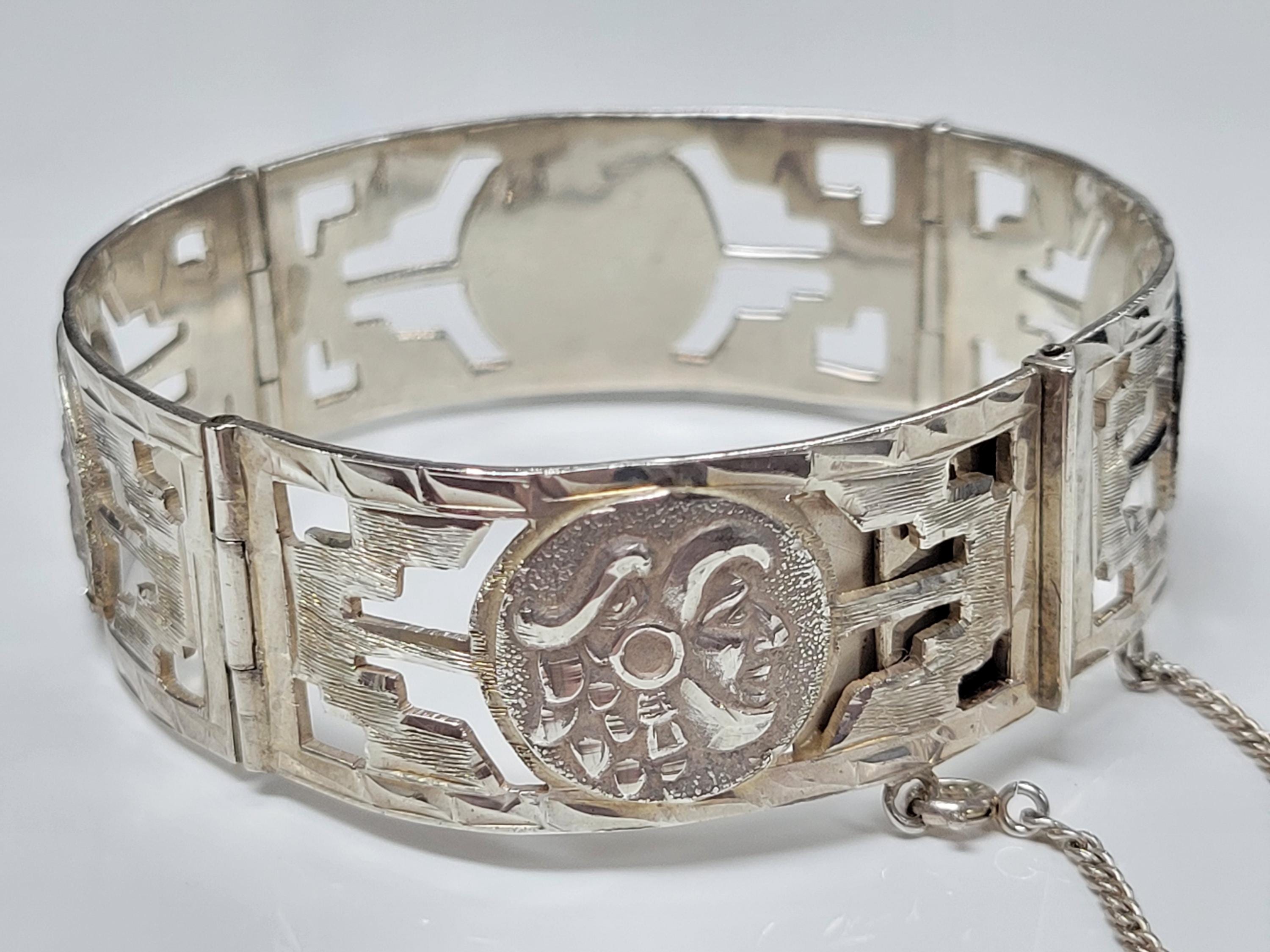 Vintage Joymex Sterling Silver Storyteller Link Aztec Mayan Panel