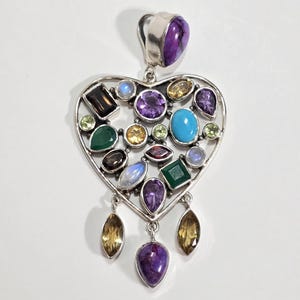 RARE Nicky Butler Sterling Silver LIMITED EDITION Raj Collection Multi Gemstone Heart Pendant 719/750