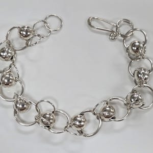Vintage sterlingzilveren kabelarmband met bolletjes, maat 7,5 inch