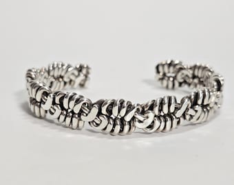Taxco Sterling Silver Coiled Cuff Bracelet size 7 in