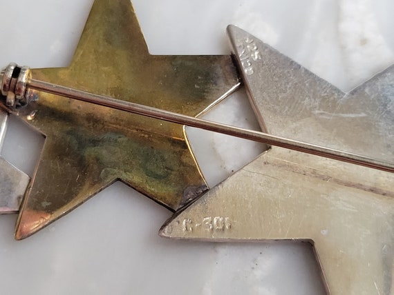 Taxco Sterling Silver And Brass Shooting Star Bro… - image 7