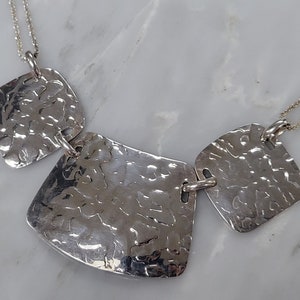 Vintage Dyadema Sterling Silver Paparazzi Hammered Necklace size 18in