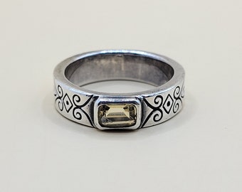 Brighton Sterling Silver Yellow Cubic Zirconia Band Ring Size 7.75