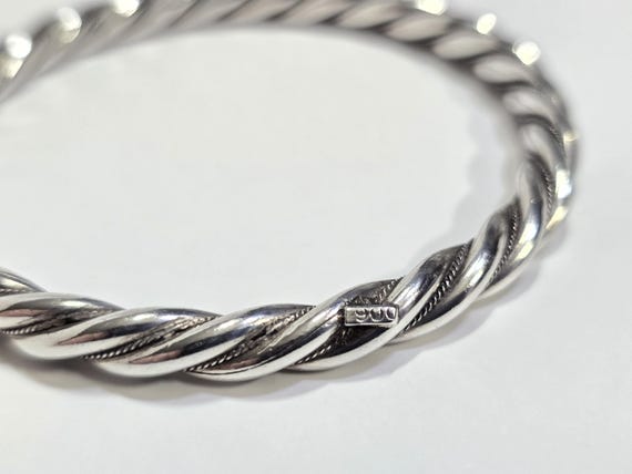 Vintage 900 Silver Twisted Stackable Bangle Brace… - image 5