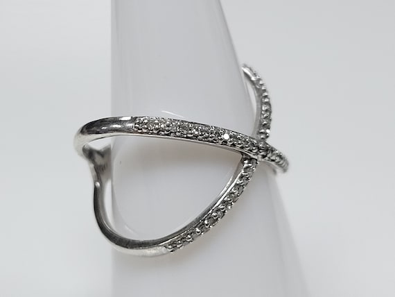 Sterling Silver 0.25ctw Diamonds Criss Cross Band… - image 2