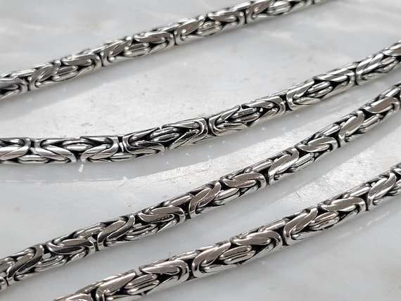 Sterling Silver 4 mm Byzantine Chain Necklace siz… - image 2