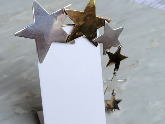 Taxco Sterling Silver And Brass Shooting Star Bro… - image 4