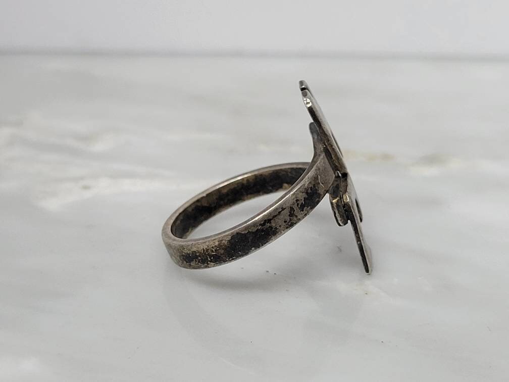 Bague Vintage En Argent Sterling 'Ni Oui Ni Non' - Anneau Simple Design, Taille 52