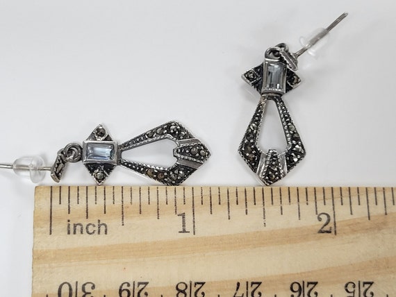 Sterling Silver Aquamarine And Marcasite Art Deco… - image 4