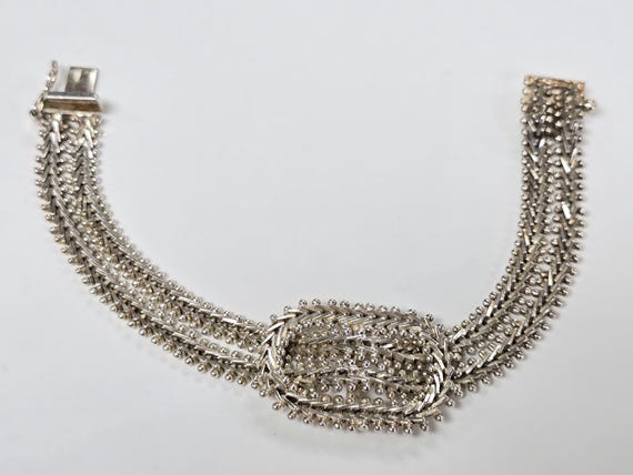 Vintage Sterling Silver Two Strand Knotted Riccio Chain Bracelet