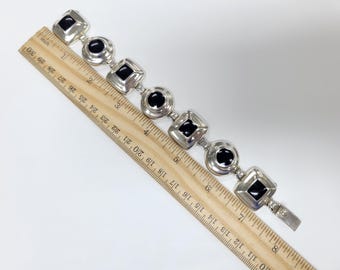 Vintage Mexico Sterling Silver Link Bracelet With Circle and