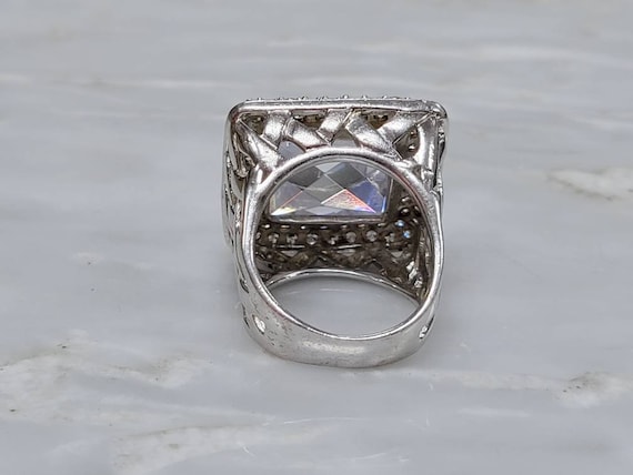 Sterling Silver Statement Ring with Cubic Zirconi… - image 2