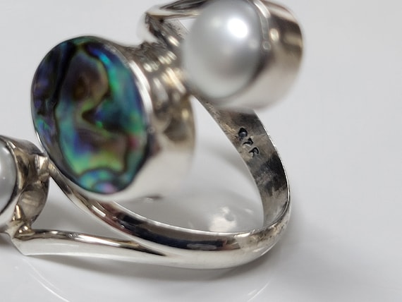 Sterling Silver Abalone And Two Genuine Cultured … - image 6