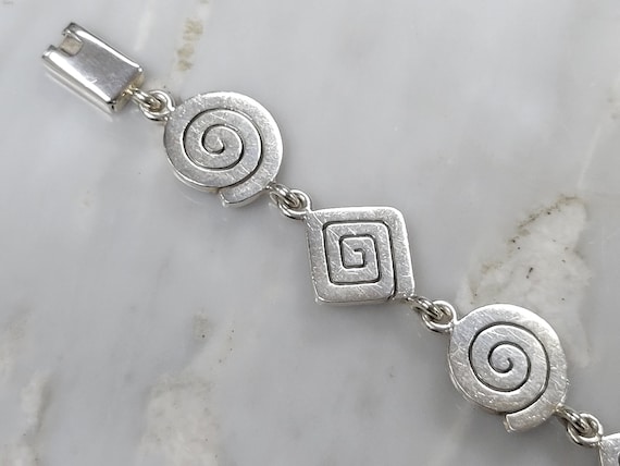 Sterling Silver Swirl Link Mexico Bracelet size 6… - image 5