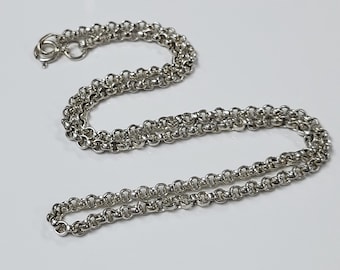 Sterling Silver Cable Chain Necklace Made in Italy size 18 in (K18)