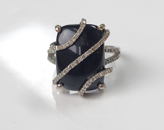 JWBR Sterling Silver Black Onyx With Diamond Acce… - image 1