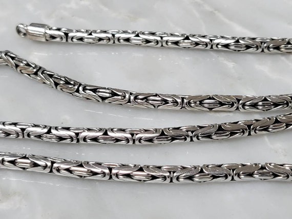 Sterling Silver 4 mm Byzantine Chain Necklace siz… - image 1