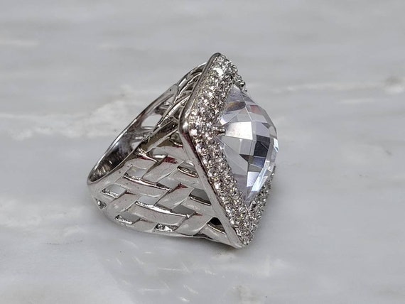 Sterling Silver Statement Ring with Cubic Zirconi… - image 6