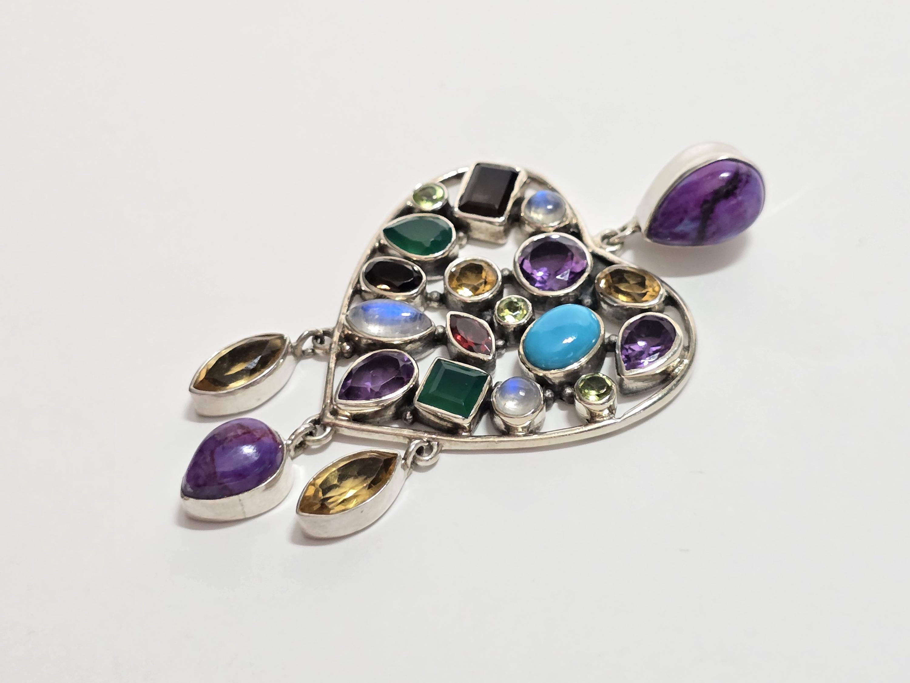 Nicky Butler Raj Collection Nicky Butler Sterling Silver Multi Gemstone Heart Pendant - Raj ...