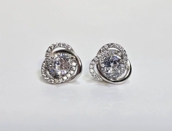 Sterling Silver Cubic Zirconia Stud Earrings