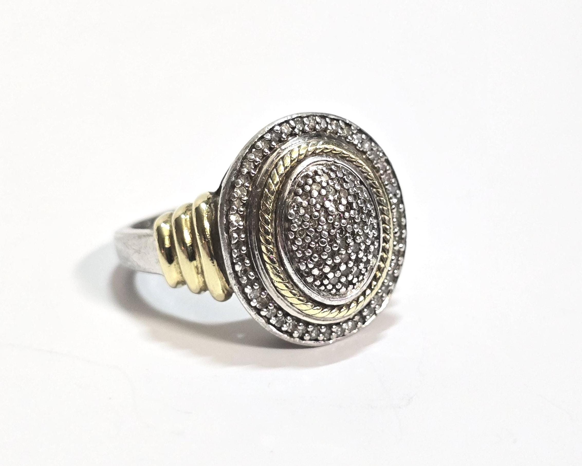 JWBR Sterling Silver Pave Diamonds Gold Plated Ring Size 7  display picture 1
