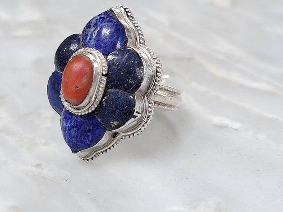 Vintage Sterling Silver Large Lapis Lazuli and Co… - image 2