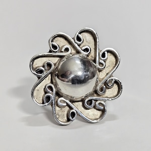 Vintage TAXCO Sterling Silver Flower Ring size 5