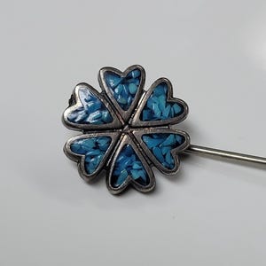 Vintage Sterling Silver Crushed Inlaid Turquoise Pin