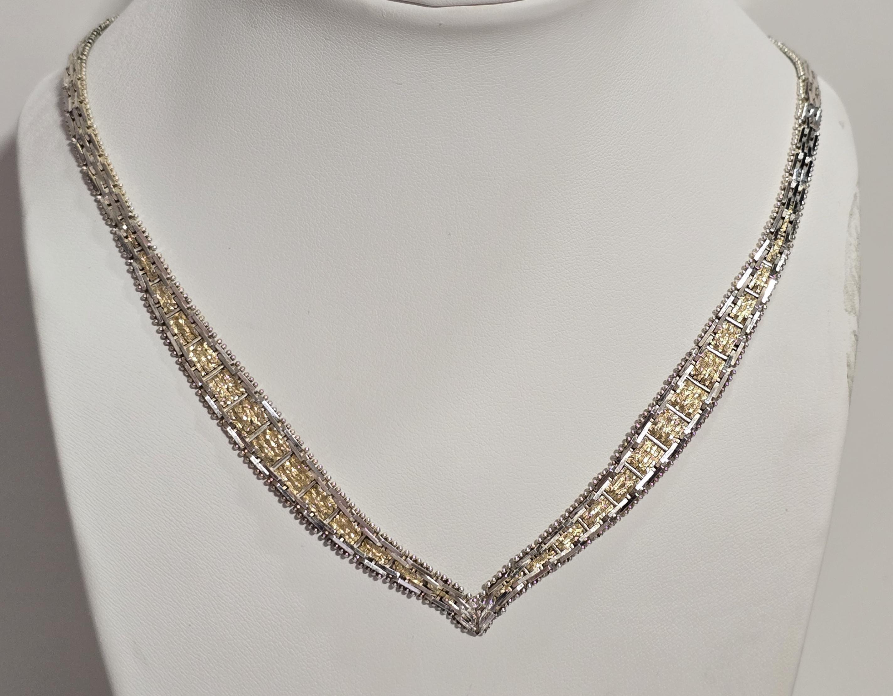 Sterling Silver With Gold Plated Accents Riccio Chain V Drop