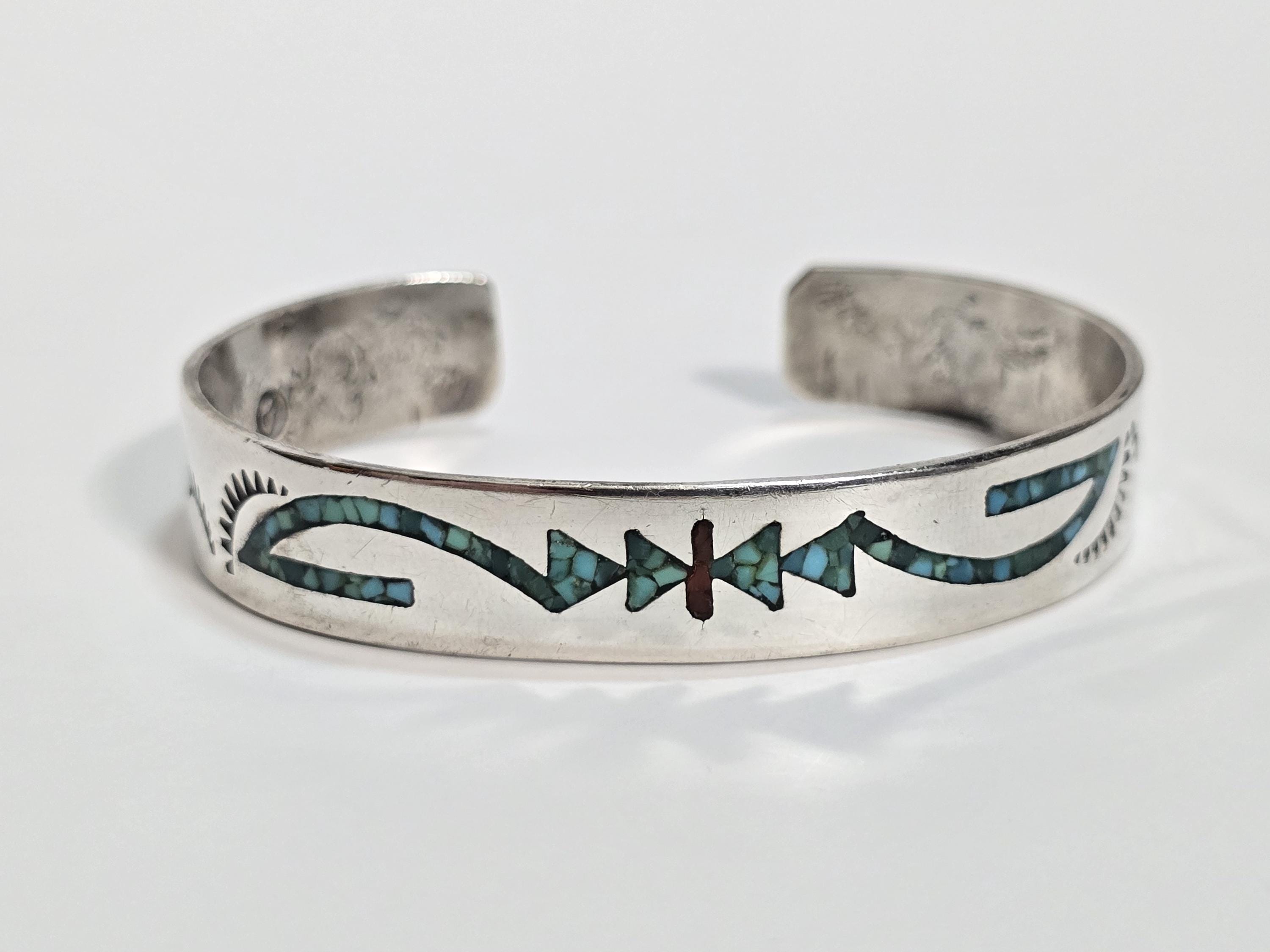 SILVER TURQUOISE BRACELET/シルバー/ブレスレット 最高 Ray Signed Silver Sterling Bracelet Cuff Turquoise