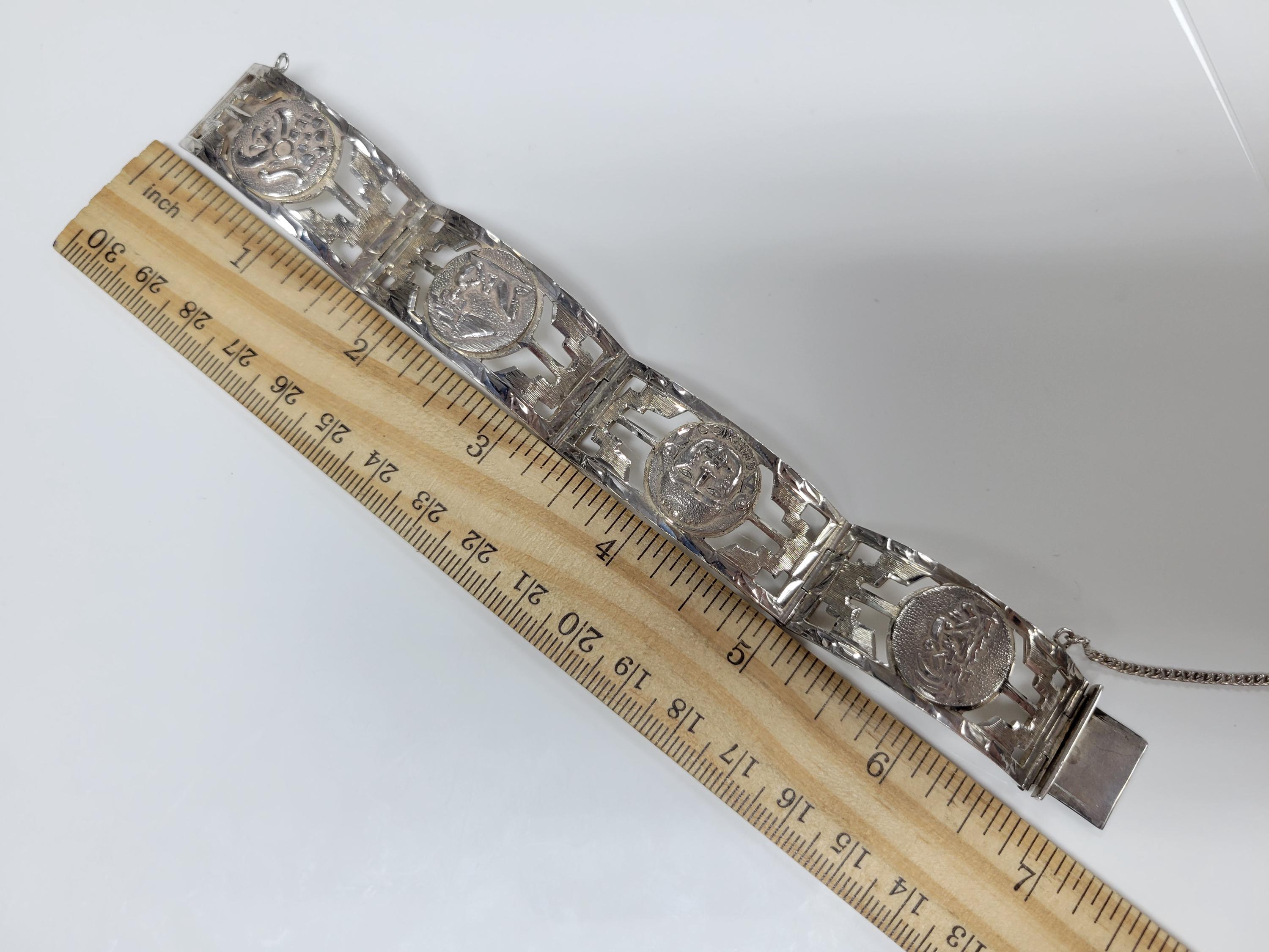 Vintage Joymex Sterling Silver Storyteller Link Aztec Mayan Panel