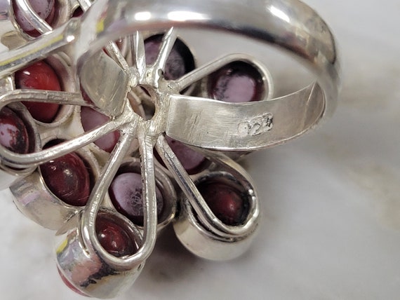 Sterling Silver Red Beads Statement Ring size 6.25 - image 5