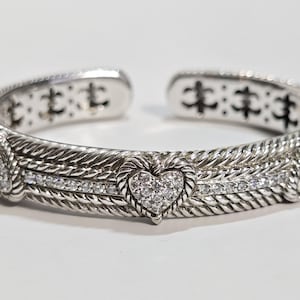 Judith Ripka Sterling Silber Herz Cubic Zirkonia Klapparmband Armband GRÖSSE 17 cm