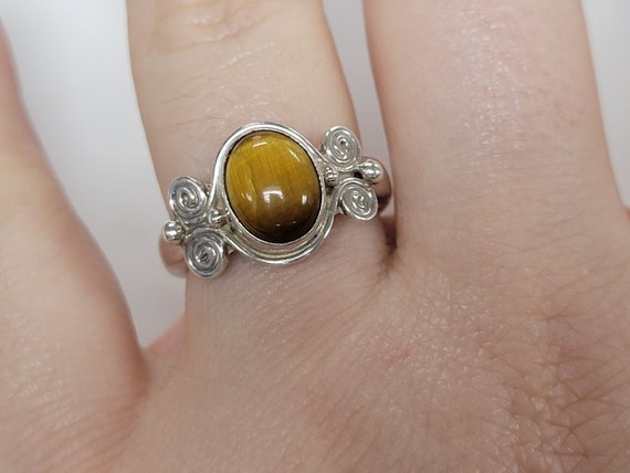 Sajen Sterling Silver Tiger's Eye Solitaire Swirl… - image 6