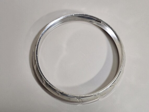 Vintage Fine Silver Textured Stackable Bangle Bra… - image 5