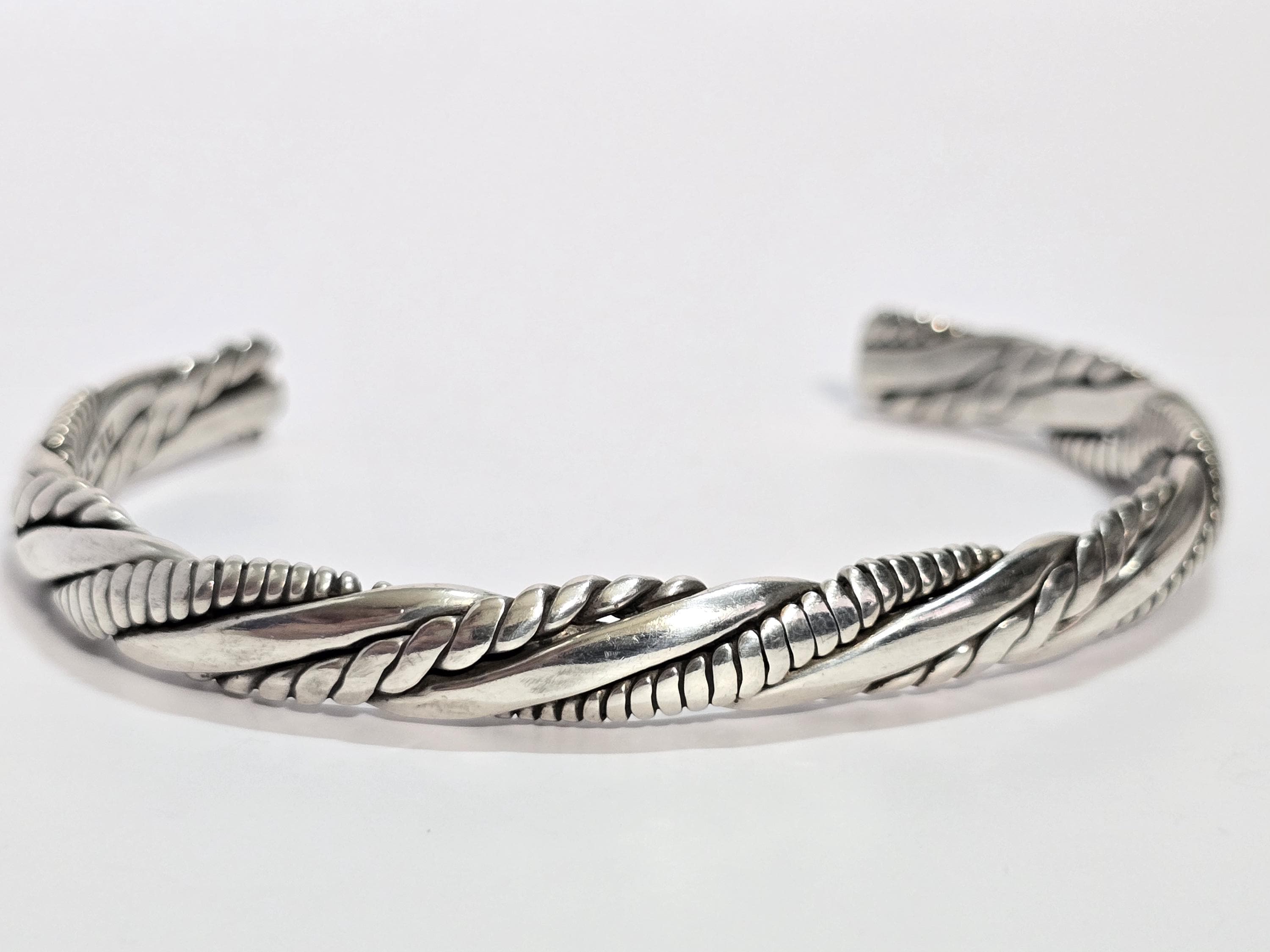 ヴィンテージ JSF Taxco メキシコ スターリング シルバー バングル ヴィンテージメキシカン925シルバーカフブレスレット - Taxco TC-45
