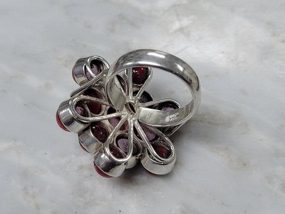 Sterling Silver Red Beads Statement Ring size 6.25 - image 7
