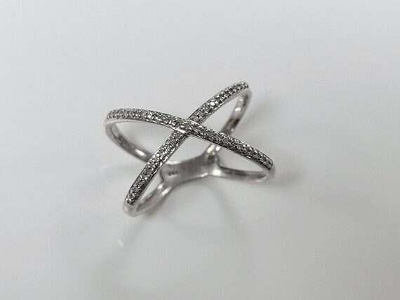 Sterling Silver 0.25ctw Diamonds Criss Cross Band… - image 8