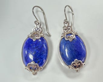 Sterling Silver Lapis Lazuli Teardrop Dangle Earrings