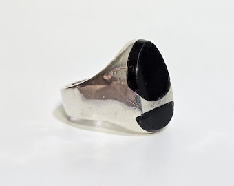 Taxco Sterling Silver Black Onyx Ring size 9.75