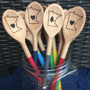 Engraved State Wooden Spoon: Personalized Kitchen Gift