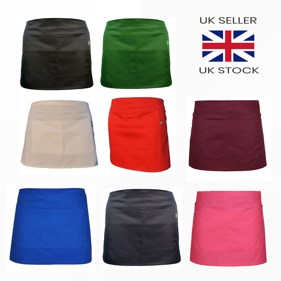 Waist Apron With Font Pockets Half Aprons Short Apron Chefs Waiter